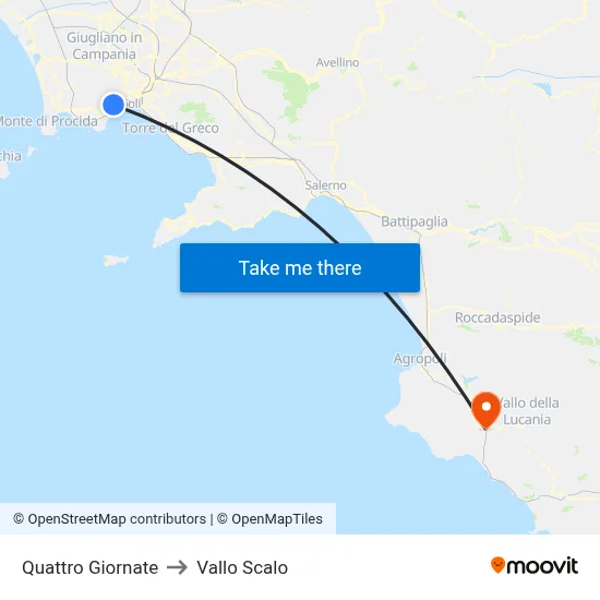 Quattro Giornate to Vallo Scalo map