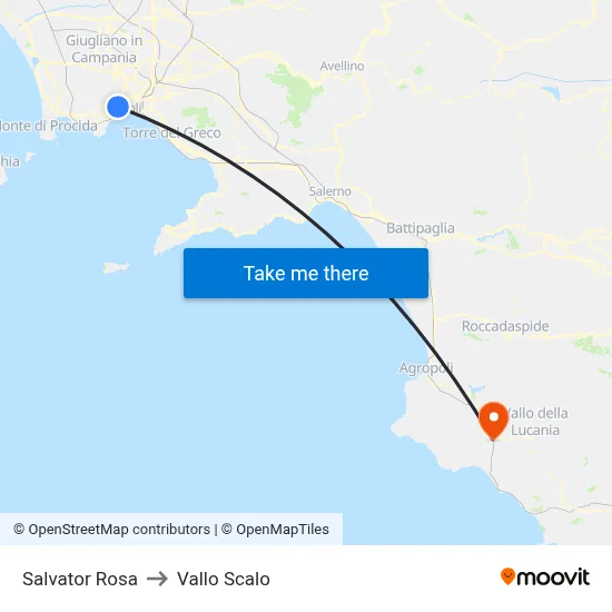 Salvator Rosa to Vallo Scalo map
