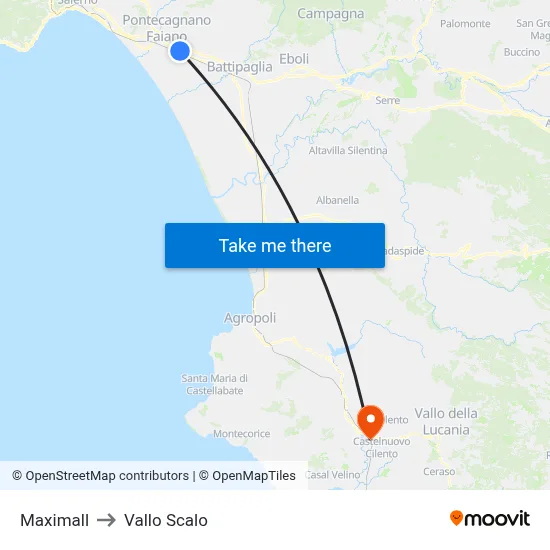 Maximall to Vallo Scalo map