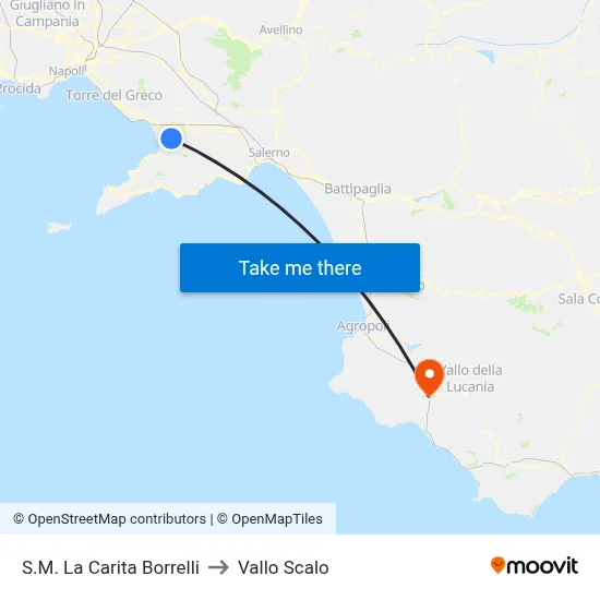 Santa Maria La Carita Borrelli to Vallo Scalo map