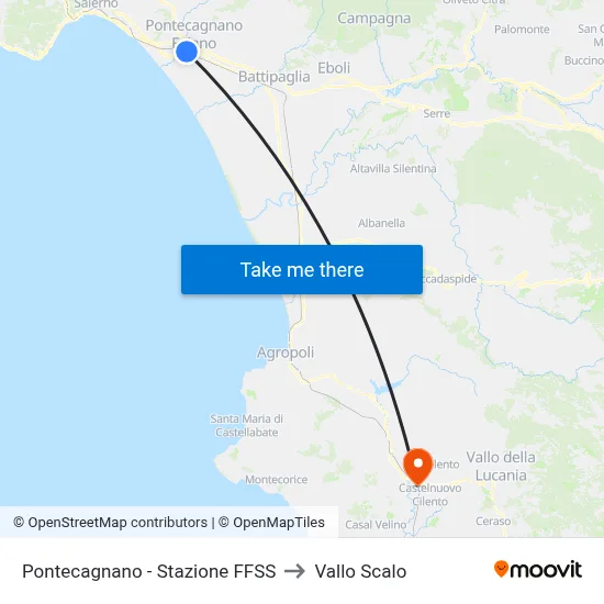 Pontecagnano - Stazione FFSS to Vallo Scalo map