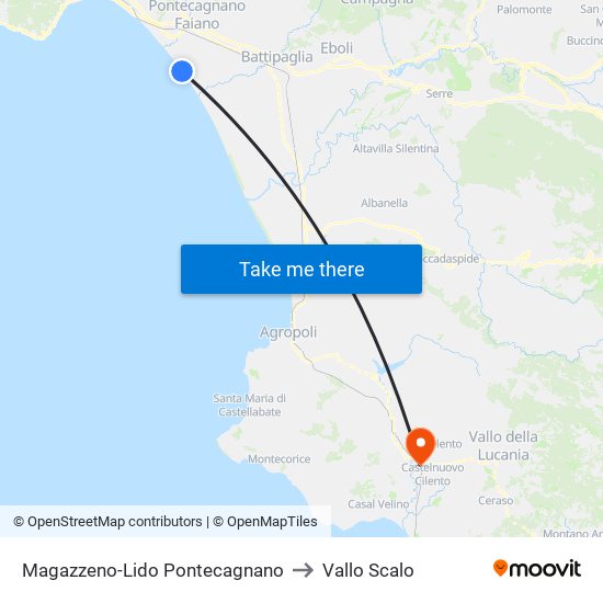 Magazzeno-Lido Pontecagnano to Vallo Scalo map