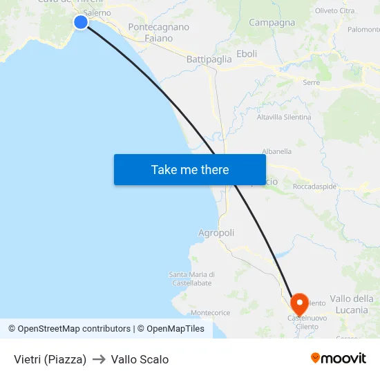 Vietri (Square) to Vallo Scalo map