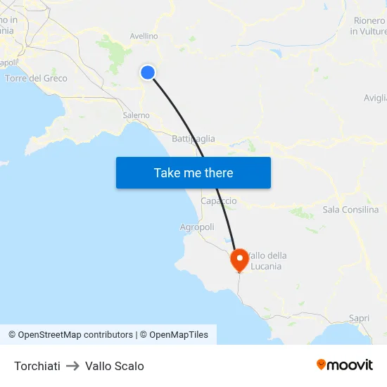 Torchiati to Vallo Scalo map