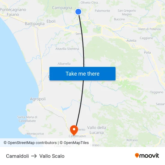 Camaldoli to Vallo Scalo map