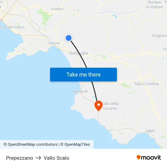 Prepezzano to Vallo Scalo map
