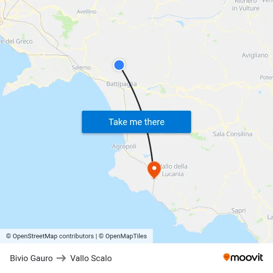 Gauro Junction to Vallo Scalo map