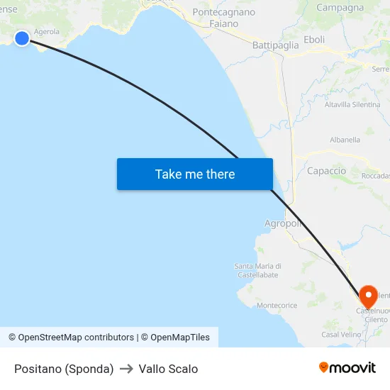 Positano (Bank) to Vallo Scalo map