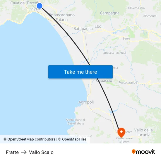 Fratte to Vallo Scalo map