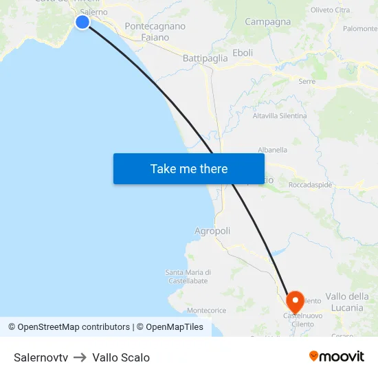 Salernovtv to Vallo Scalo map