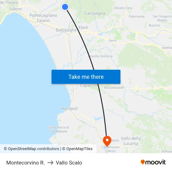 Montecorvino R. to Vallo Scalo map