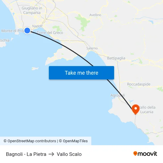 Bagnoli - La Pietra to Vallo Scalo map