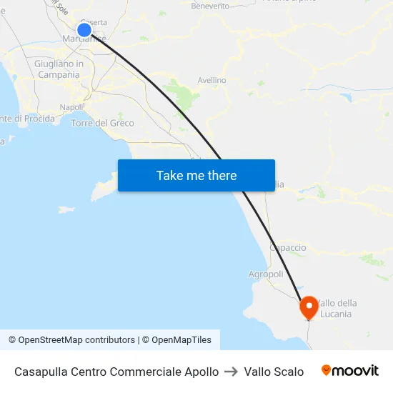 Casapulla Apollo Shopping Center to Vallo Scalo map