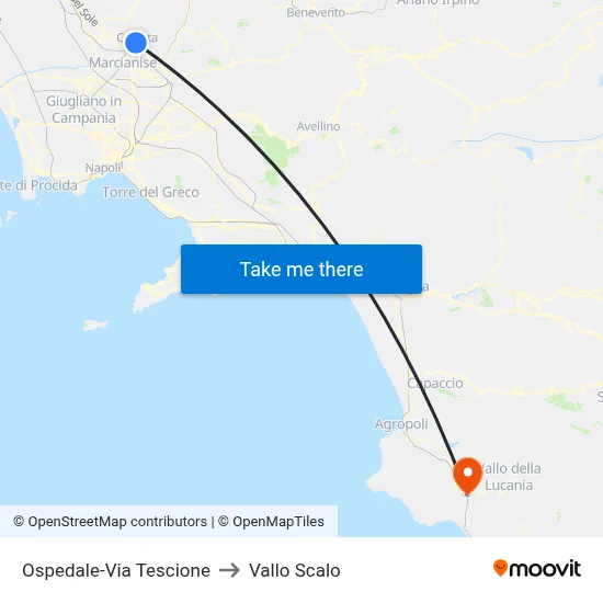 Hospital-Tescione Street to Vallo Scalo map