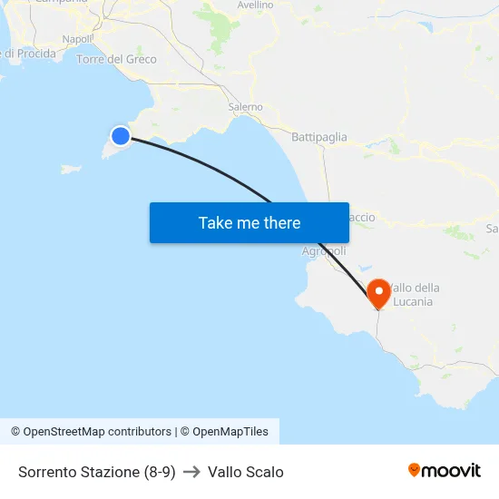 Sorrento Station (8-9) to Vallo Scalo map