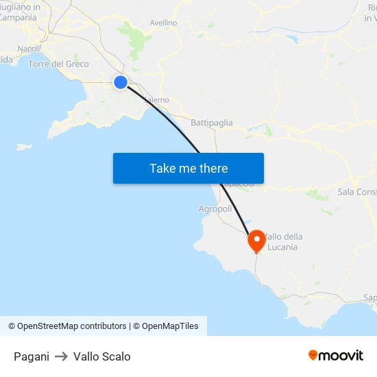 Pagani to Vallo Scalo map