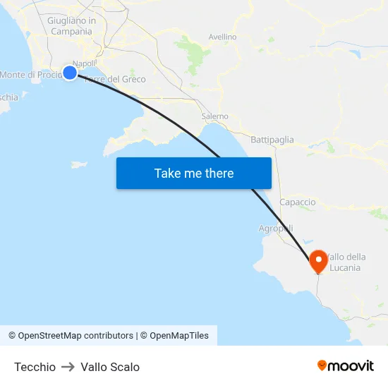 Tecchio to Vallo Scalo map