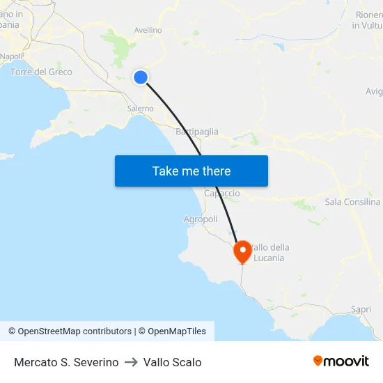 Mercato San Severino to Vallo Scalo map