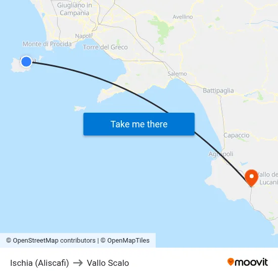 Ischia (Hydrofoils) to Vallo Scalo map