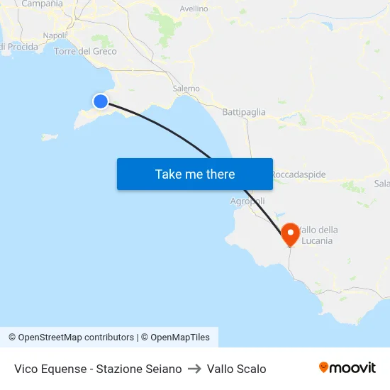 Vico Equense - Seiano Station to Vallo Scalo map