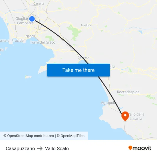 Casapuzzano to Vallo Scalo map