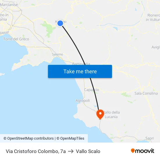 Via Cristoforo Colombo, 7a to Vallo Scalo map