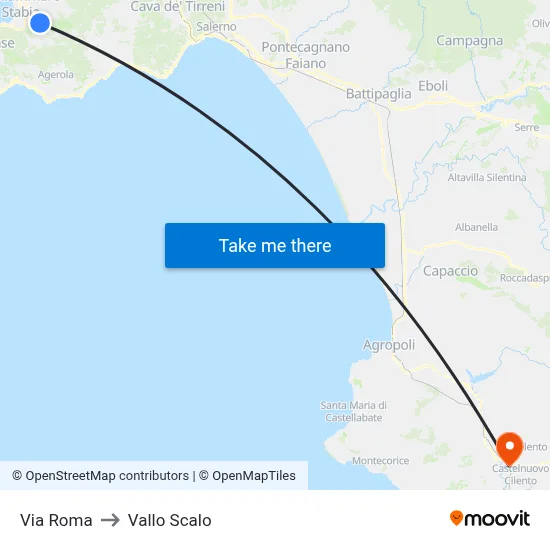 Via Roma to Vallo Scalo map