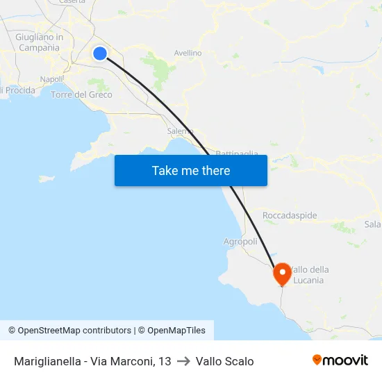 Mariglianella - Marconi Street, 13 to Vallo Scalo map