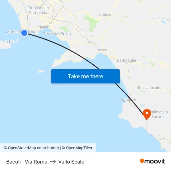 Bacoli - Via Roma to Vallo Scalo map