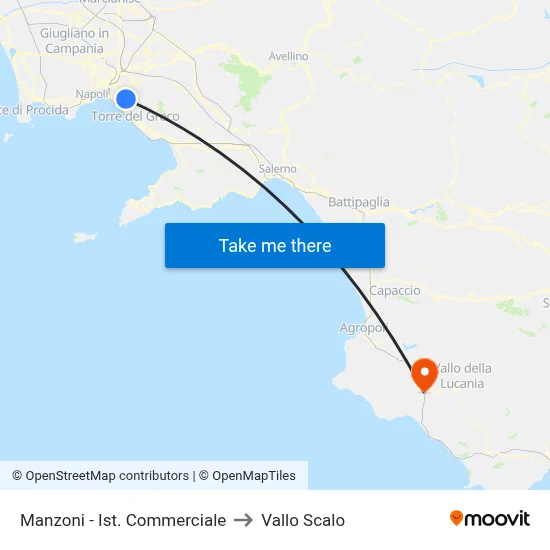Manzoni - Commercial Institute to Vallo Scalo map