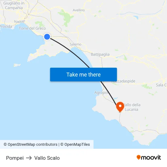 Pompei to Vallo Scalo map