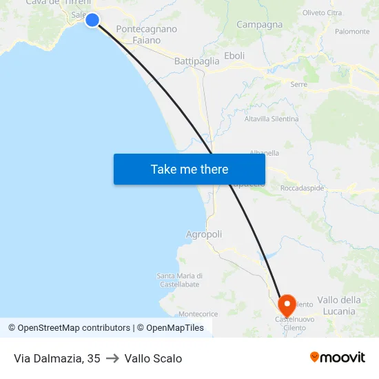 35 Dalmazia Street to Vallo Scalo map
