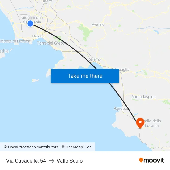 Via Casacelle, 54 to Vallo Scalo map