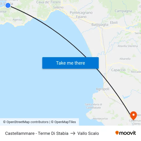 Castellammare - Stabia Thermal Baths to Vallo Scalo map