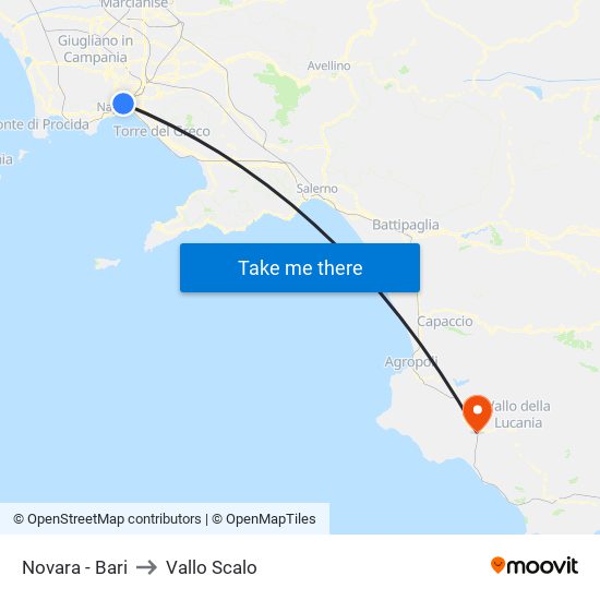 Novara - Bari to Vallo Scalo map