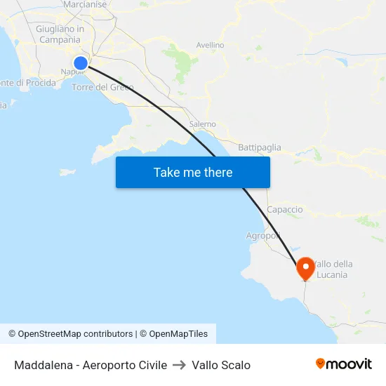 Maddalena - Civil Airport to Vallo Scalo map