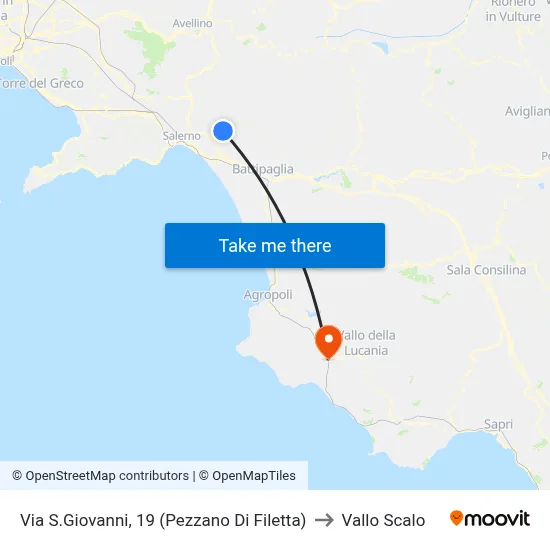 Via San Giovanni, 19 (Pezzano of Filetta) to Vallo Scalo map