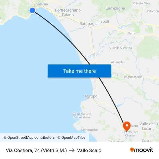 Coastal Road, 74 (Vietri S.M.) to Vallo Scalo map