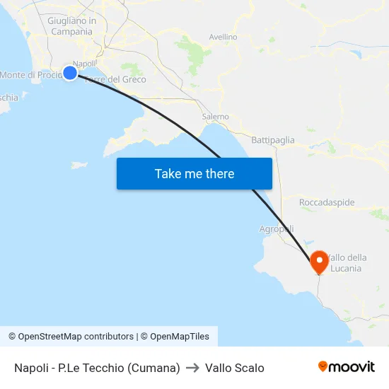 Napoli - P.Le Tecchio (Cumana) to Vallo Scalo map
