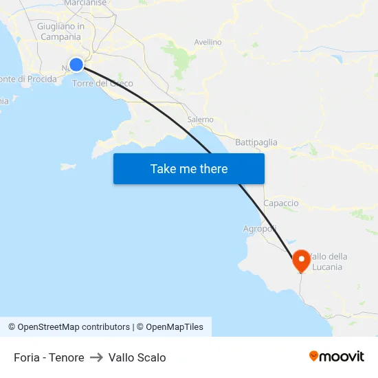 Foria - Tenore to Vallo Scalo map