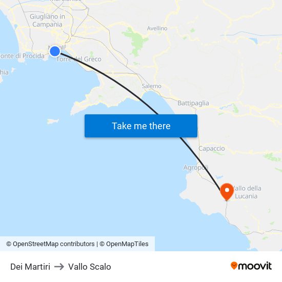 Dei Martiri to Vallo Scalo map
