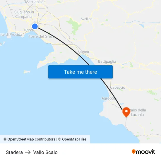 Stadera to Vallo Scalo map