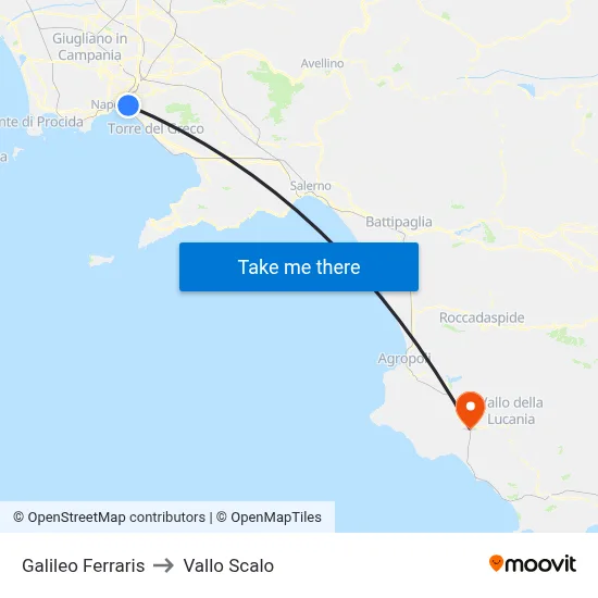 Galileo Ferraris to Vallo Scalo map