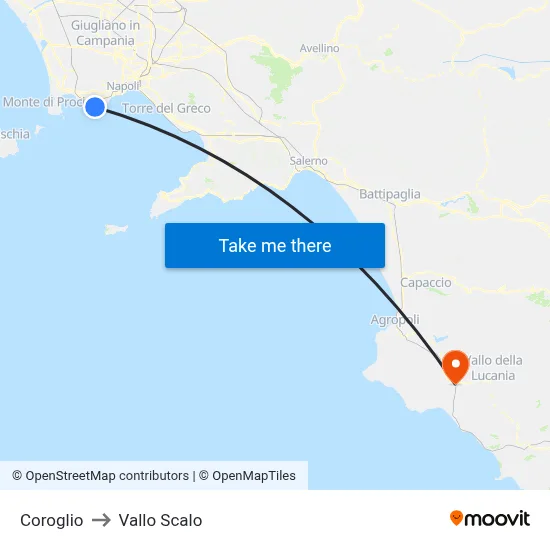 Coroglio to Vallo Scalo map