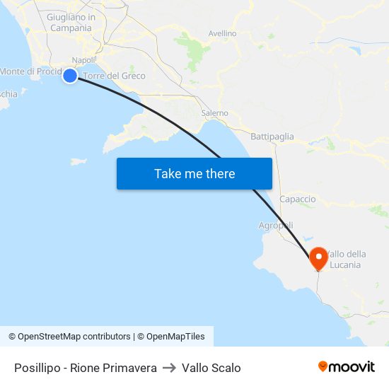 Posillipo - Rione Primavera to Vallo Scalo map