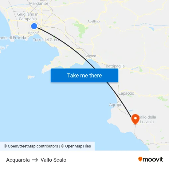 Acquarola to Vallo Scalo map