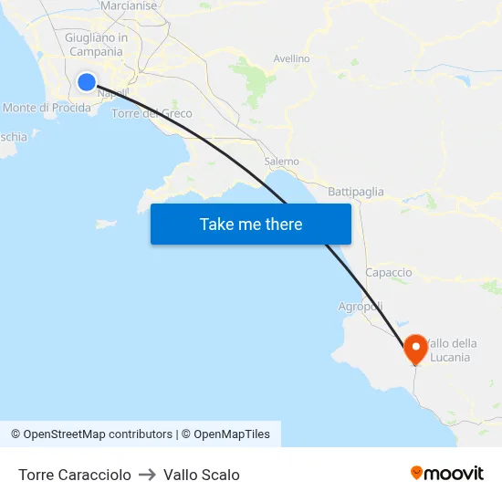 Caracciolo Tower to Vallo Scalo map
