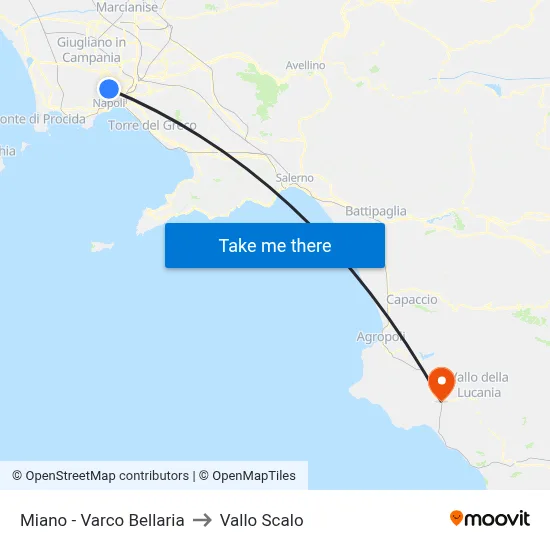 Miano - Bellaria Gate to Vallo Scalo map