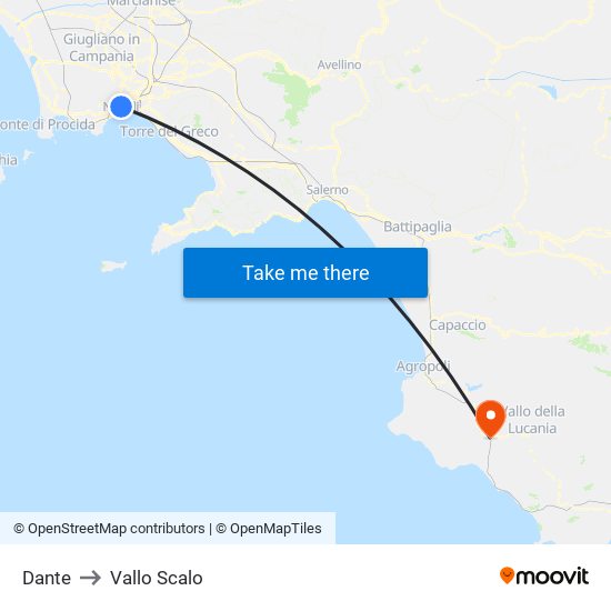 Dante to Vallo Scalo map