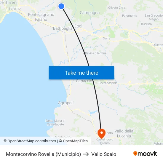 Montecorvino Rovella (Municipio) to Vallo Scalo map